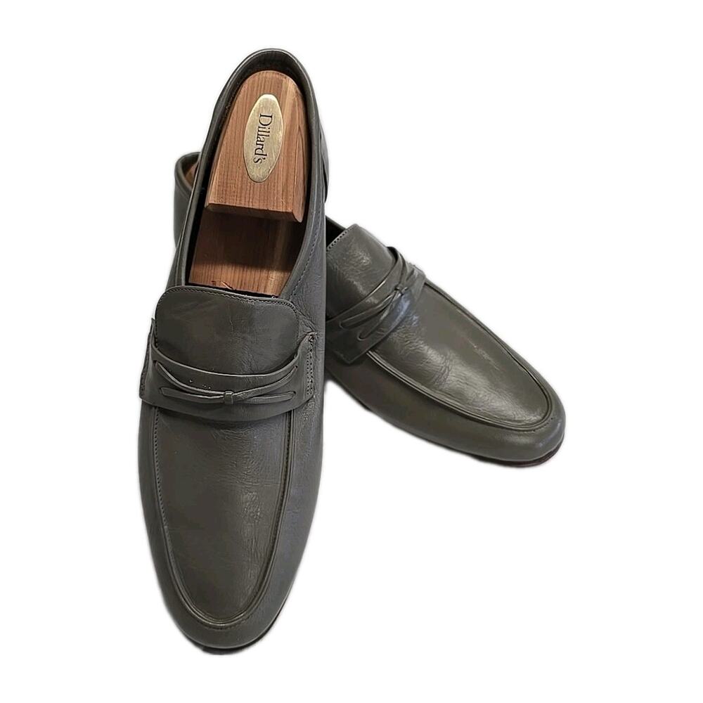 Regal Italy Gray Leather Penny Loafers Men's 10 D Italian Moccasino Originale